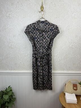 The Savile Row Company Navy Victorian Floral Button-Front Dress - Size - 6